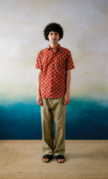 Mallorca Sun – Hand Block Printed Cotton Men’s Shirt