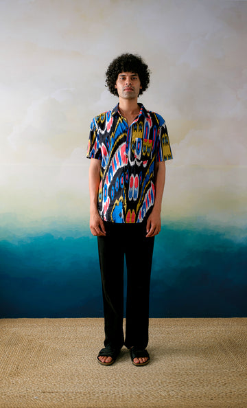 Tashkent Trails – Hand Block Printed Cotton Men’s Shirt