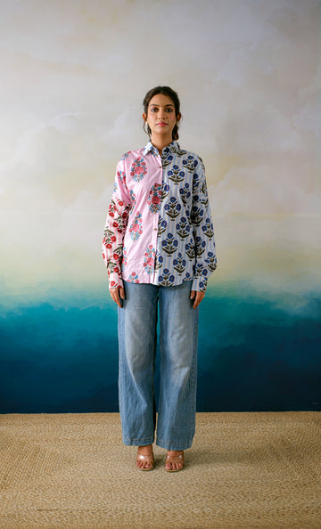 London Style – Hand Block Printed Cotton Collared Shirt -1