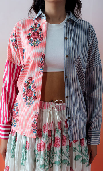 London Style – Hand Block Printed Cotton Collared Shirt -4