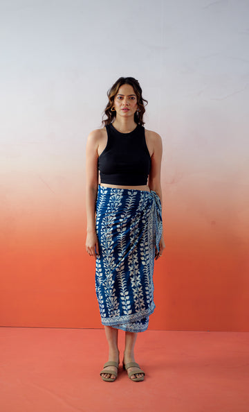 Udaipur Wrap Skirt (indigo_1)