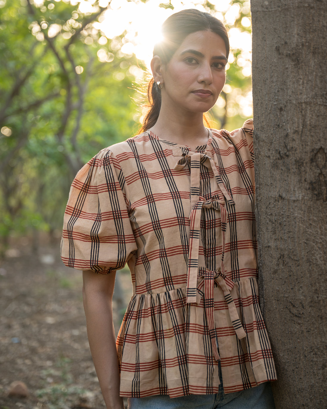 Shop Venus Gingham Peplum Tie Top | Buy Online