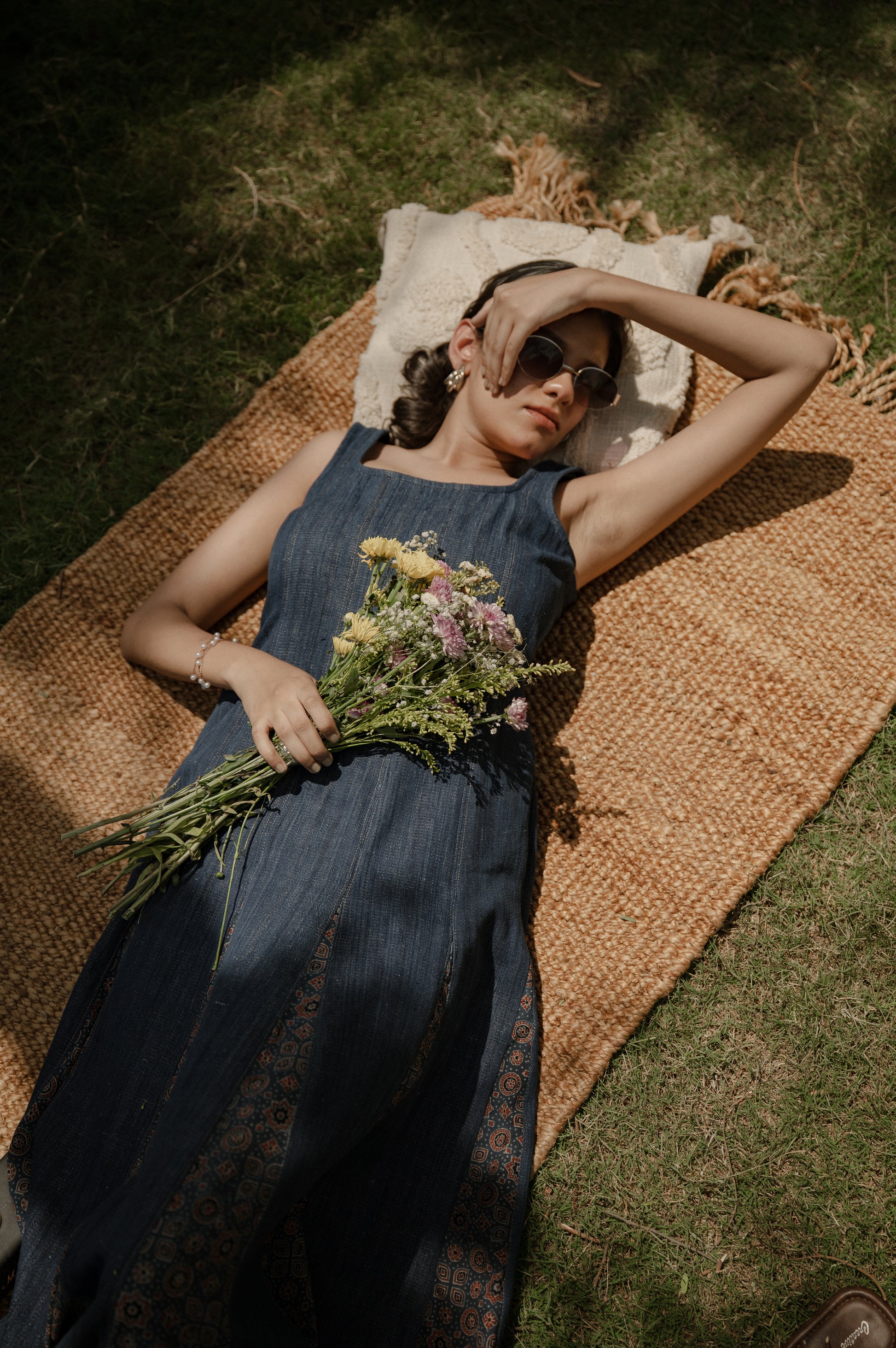 Buy Artemis Handloom Denim Midi Dress