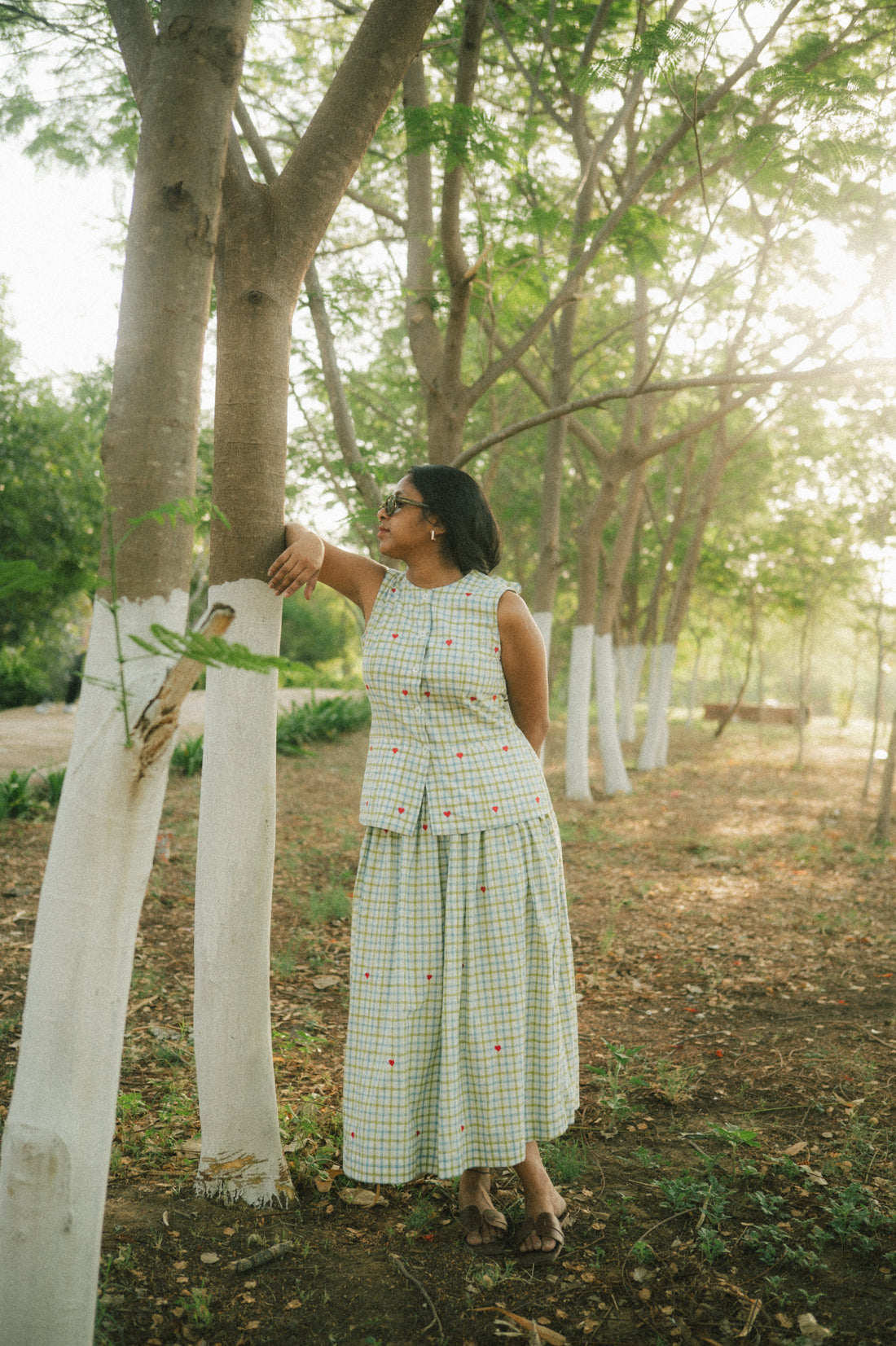 Shop Penelope Gingham Two Piece Set | Buy Online | White & Green