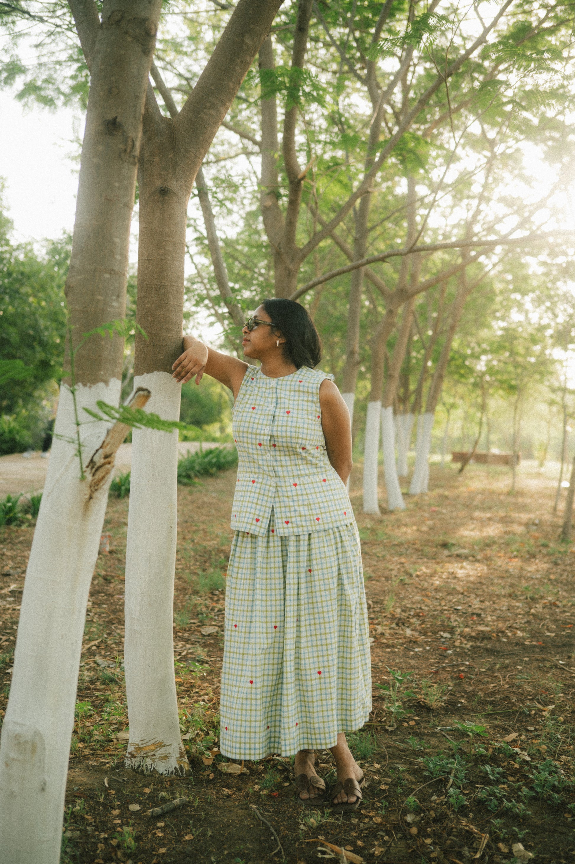 Shop Penelope Gingham Two Piece Set | Buy Online | White & Green