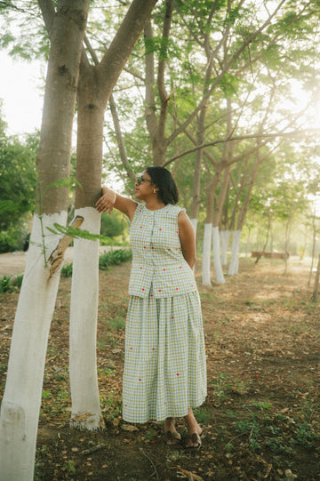 Shop Penelope Gingham Two Piece Set | Buy Online | White & Green