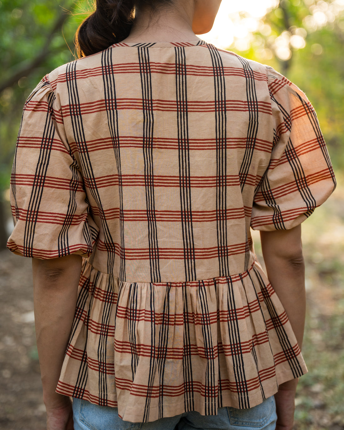 Shop Venus Gingham Peplum Tie Top | Buy Online