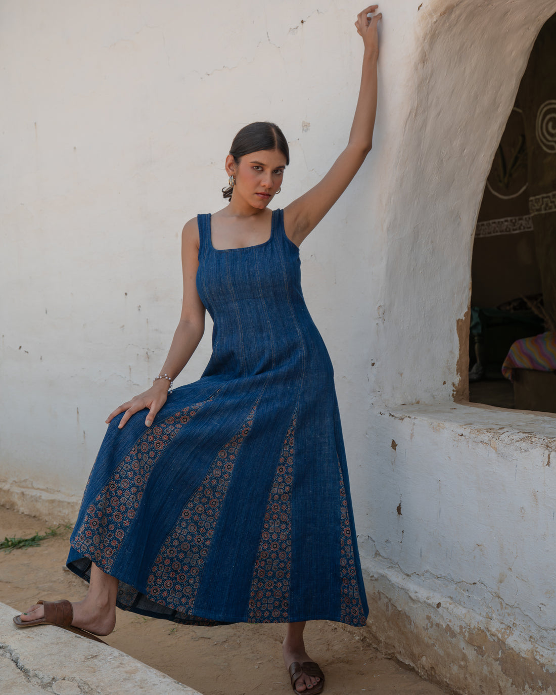 Shop Artemis Handloom Denim Midi Dress | Buy Online