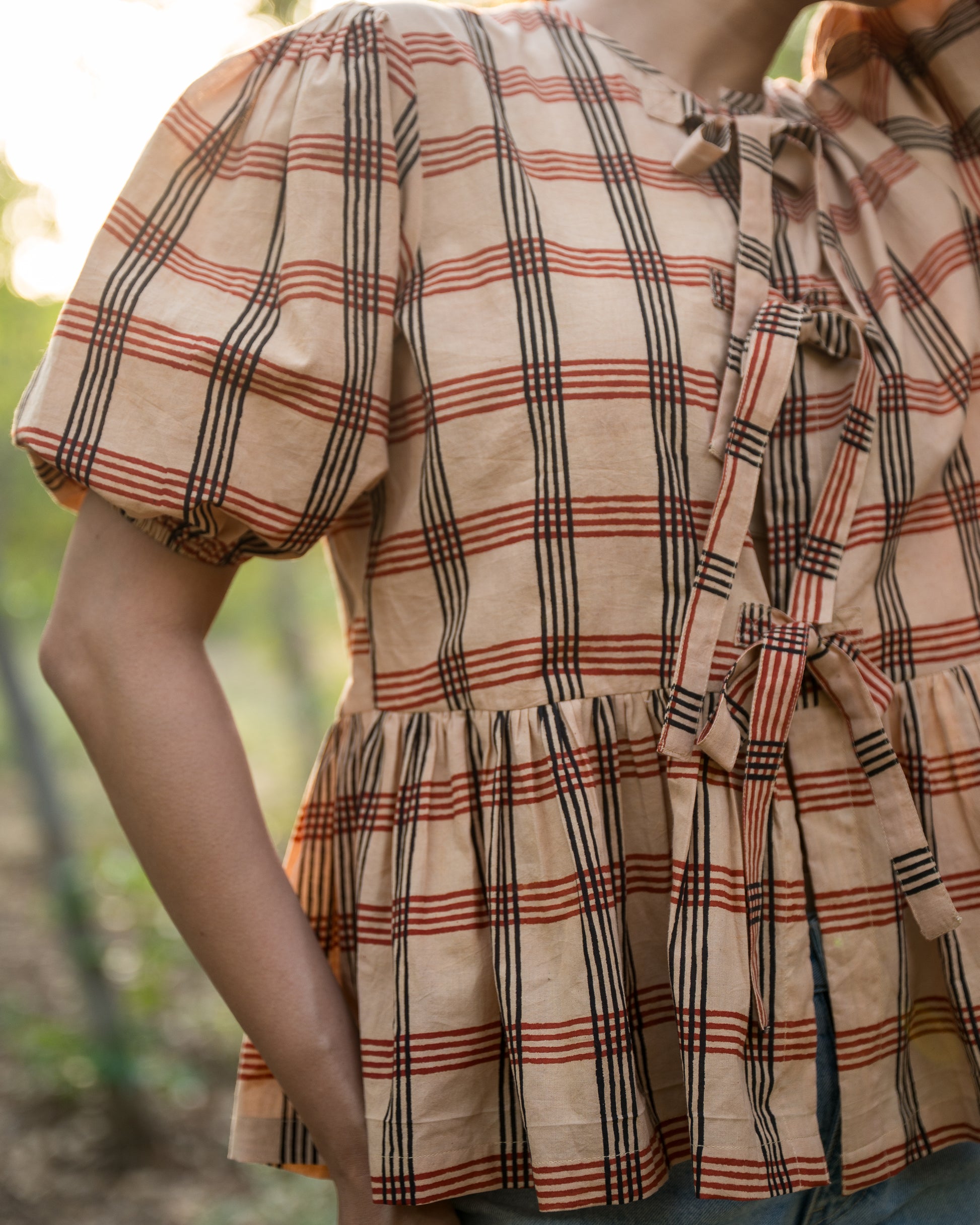Shop Venus Gingham Peplum Tie Top | Buy Online