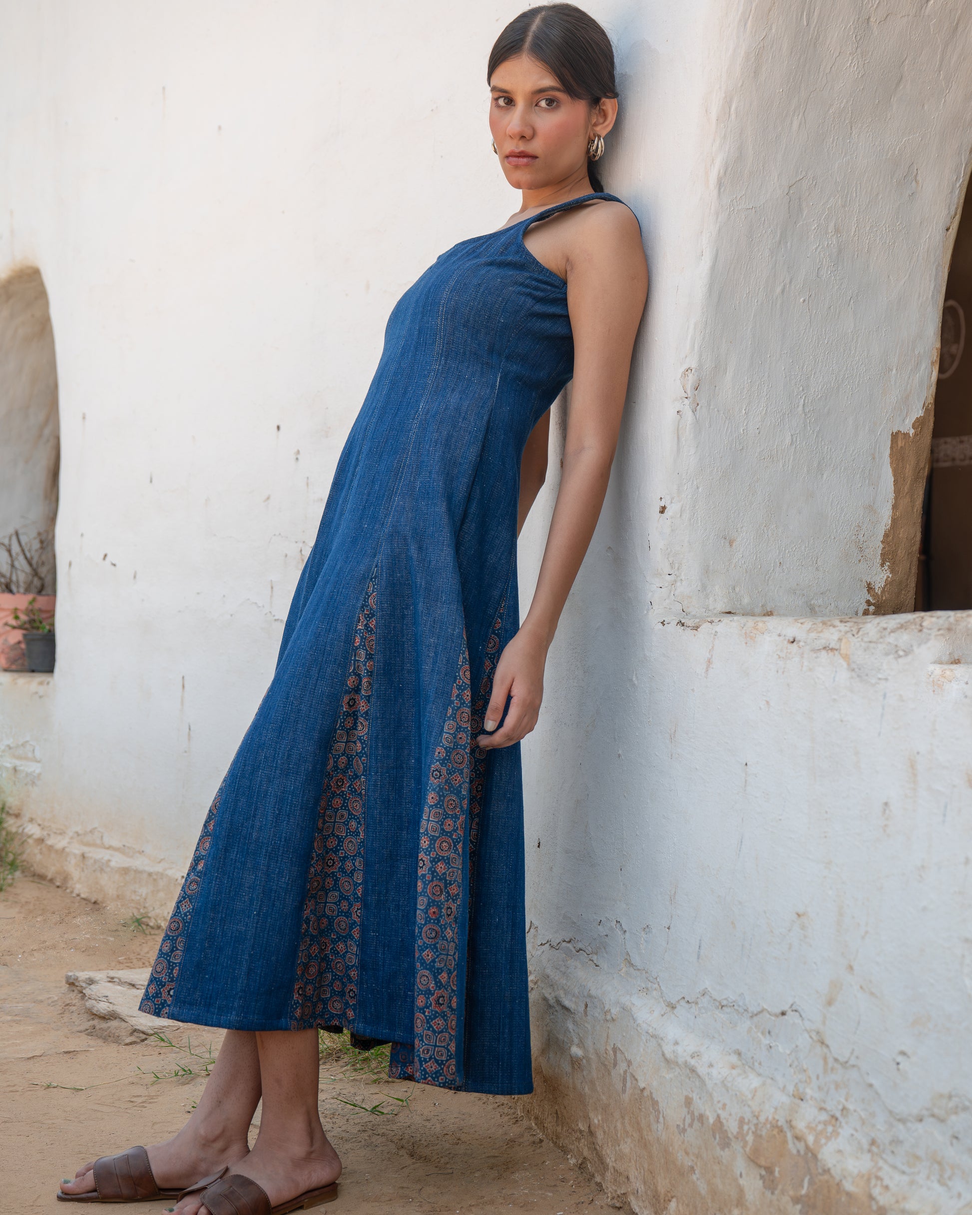 Shop Artemis Handloom Denim Midi Dress | Buy Online