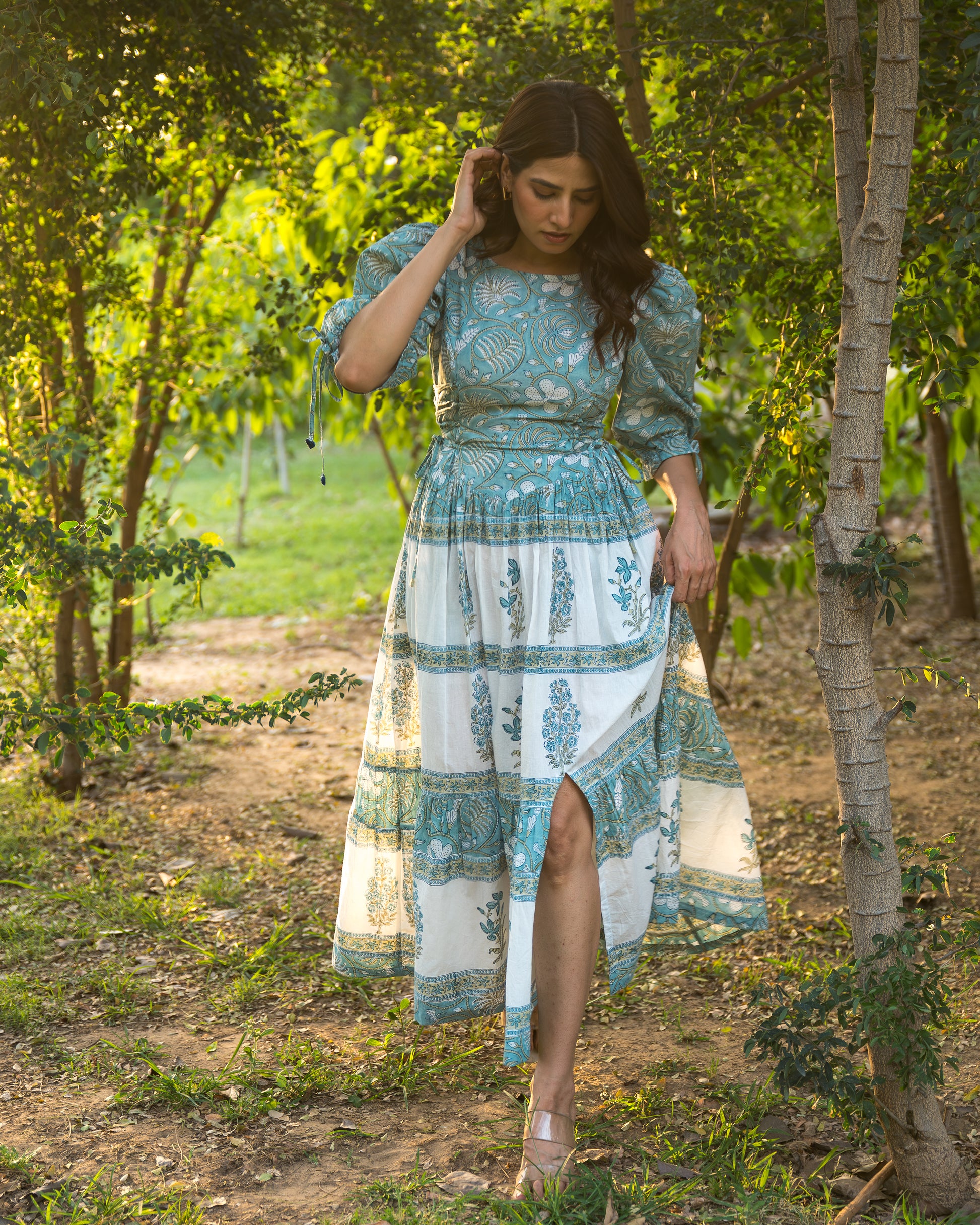 Buy Delia Block Print Cotton Maxi Dress | Boat Neck Maxi | Shop Boho Dresses