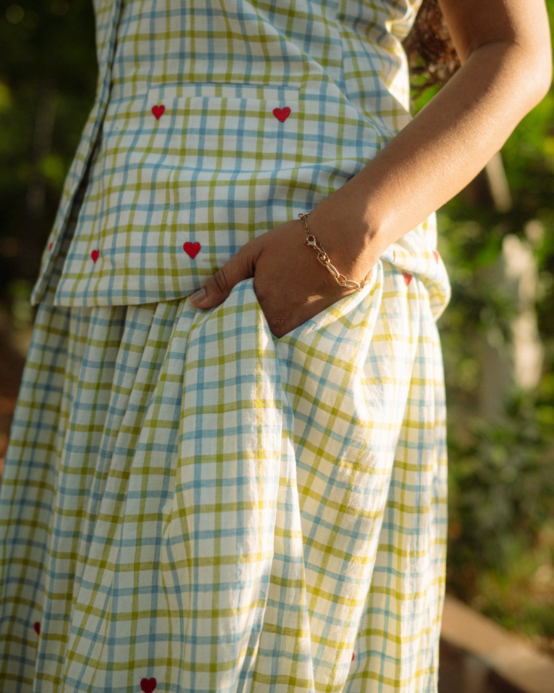 Shop Penelope Gingham Two Piece Set | Buy Online | White & Green