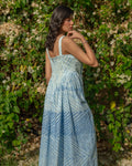 Shop Rhea Milkmaid Midi Dress | Arashi Shibori | Buy Linen Summer Maxi Dress