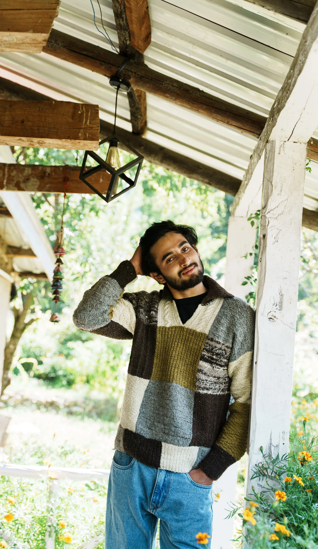 Bulbul Patchwork Jumper Green