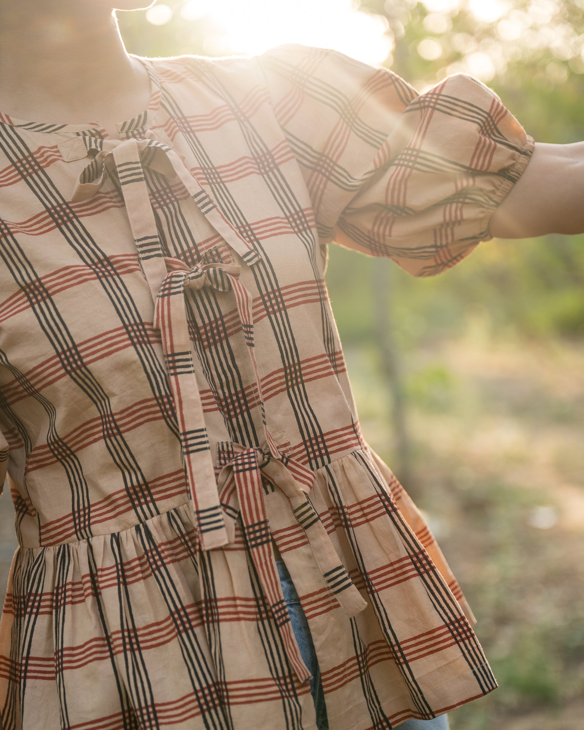 Shop Venus Gingham Peplum Tie Top | Buy Online