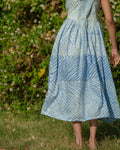 Shop Rhea Milkmaid Midi Dress | Arashi Shibori | Buy Linen Summer Maxi Dress