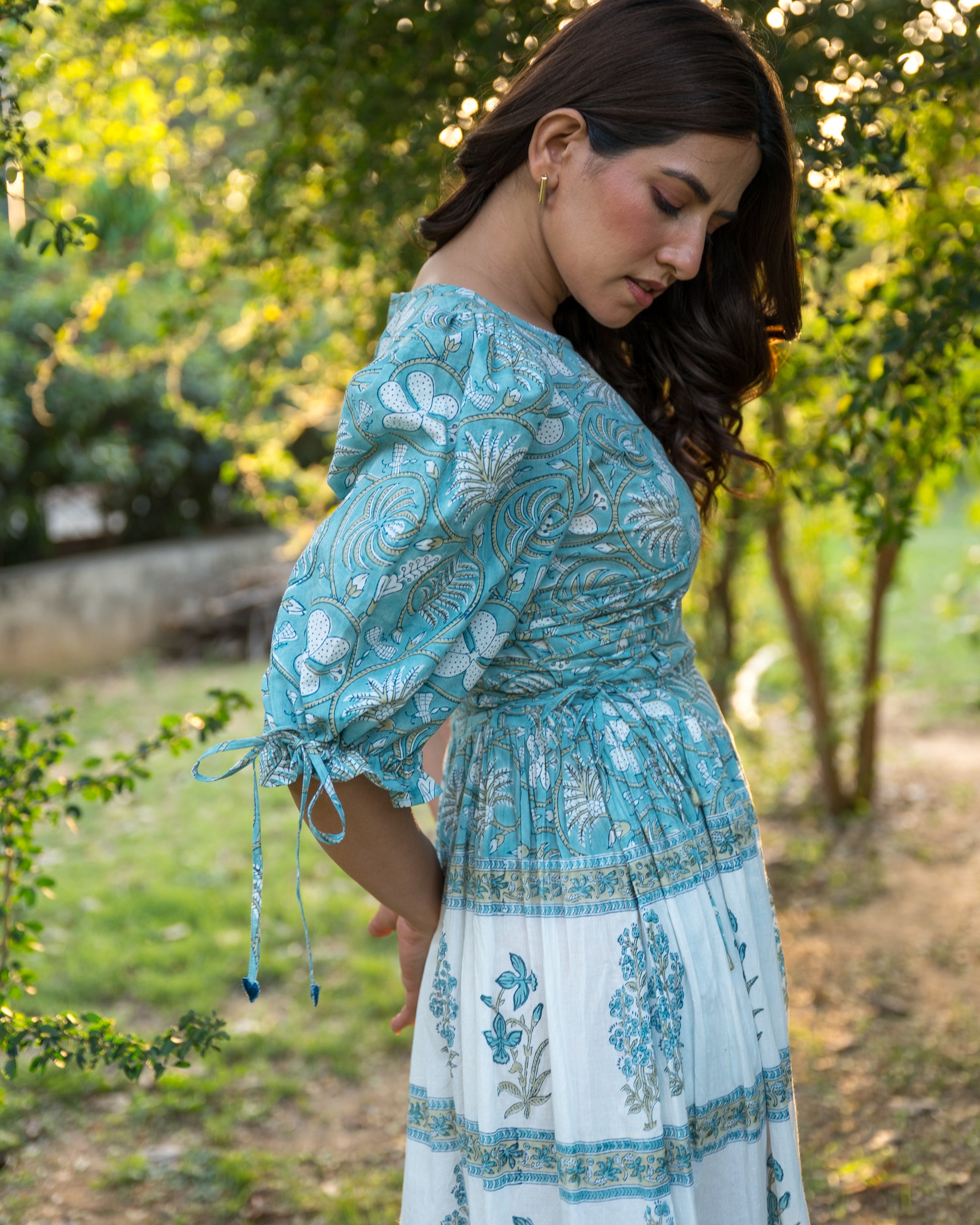 princess polly baby blue dress Shop Delia Block Print Cotton Maxi Dress
