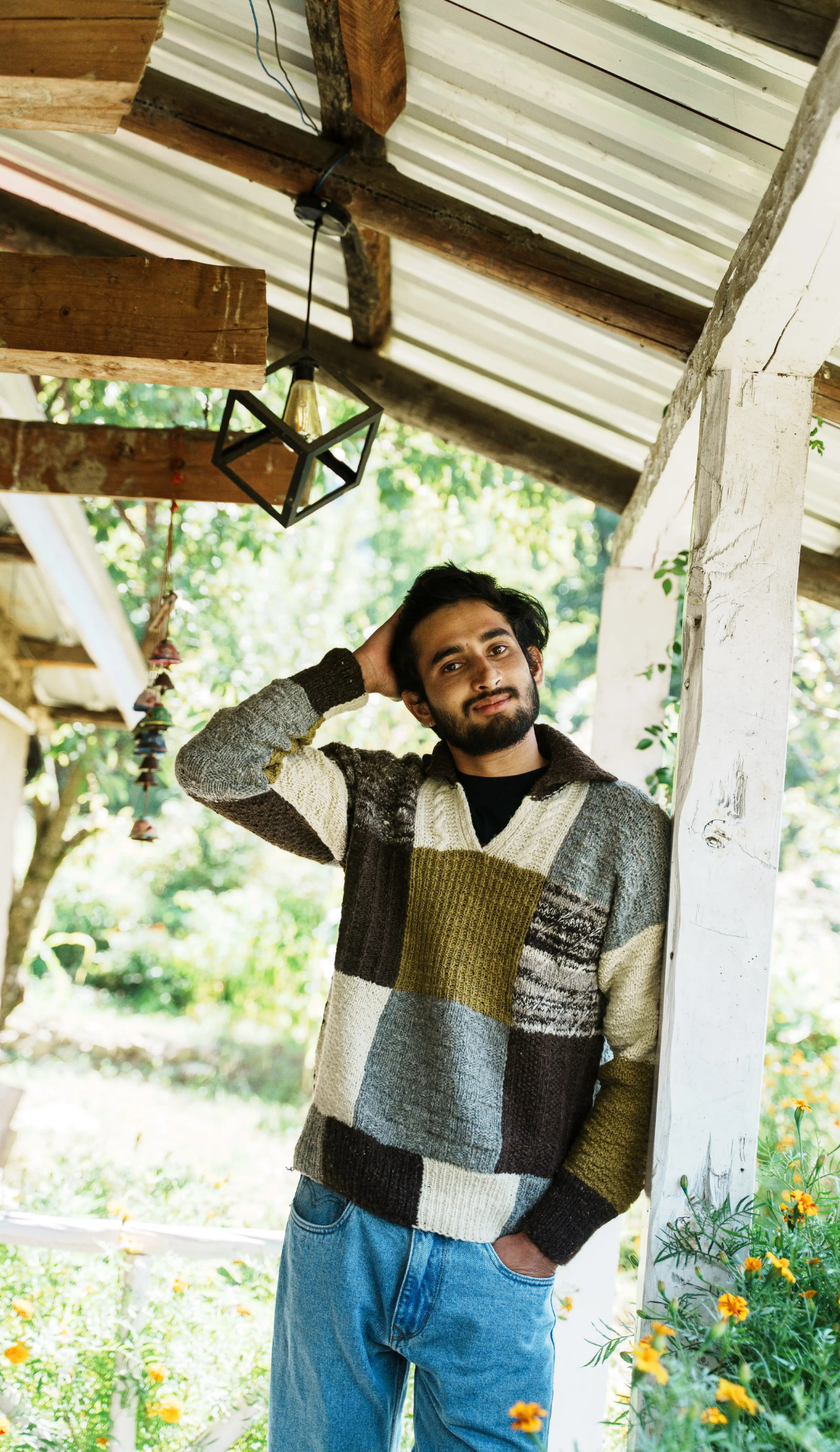 Bulbul Patchwork Jumper Green