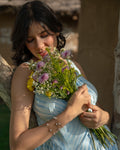Shop Rhea Milkmaid Midi Dress | Arashi Shibori | Buy Linen Summer Maxi Dress