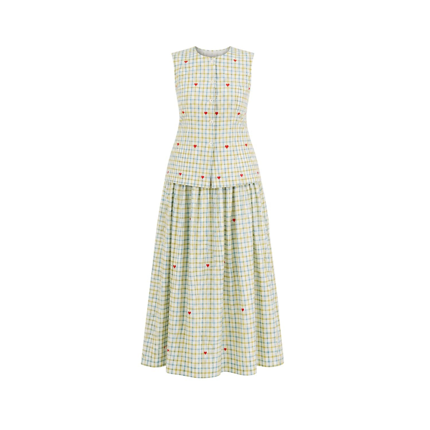 Shop Penelope Gingham Two Piece Set | Buy Online | White & Green