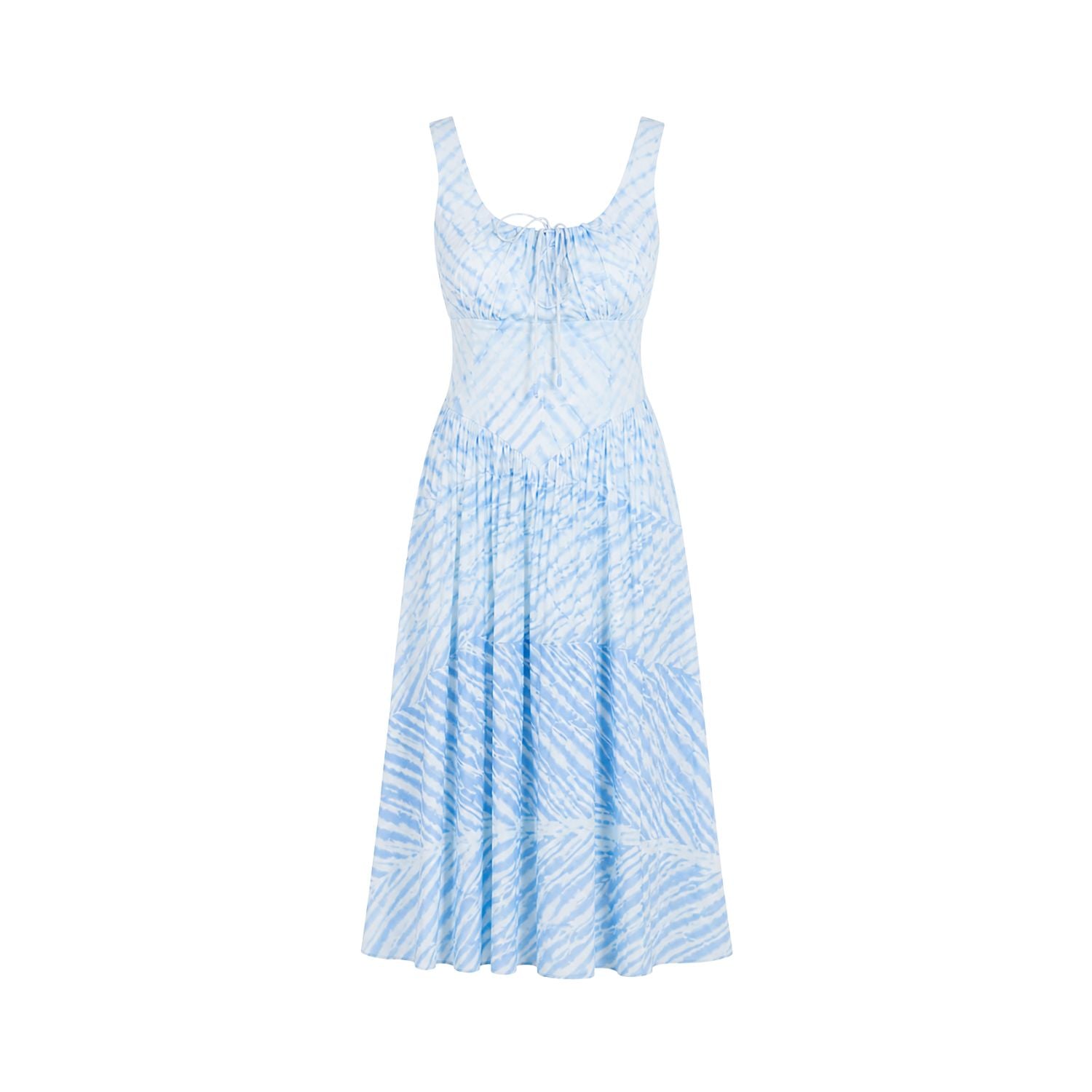 Shop Rhea Milkmaid Midi Dress | Arashi Shibori | Buy Linen Summer Maxi Dress