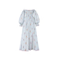 Buy Aurora Chanderi Silk Maxi Dress | White & Blue | Shop Off Shoulder Maxi Dress Online
