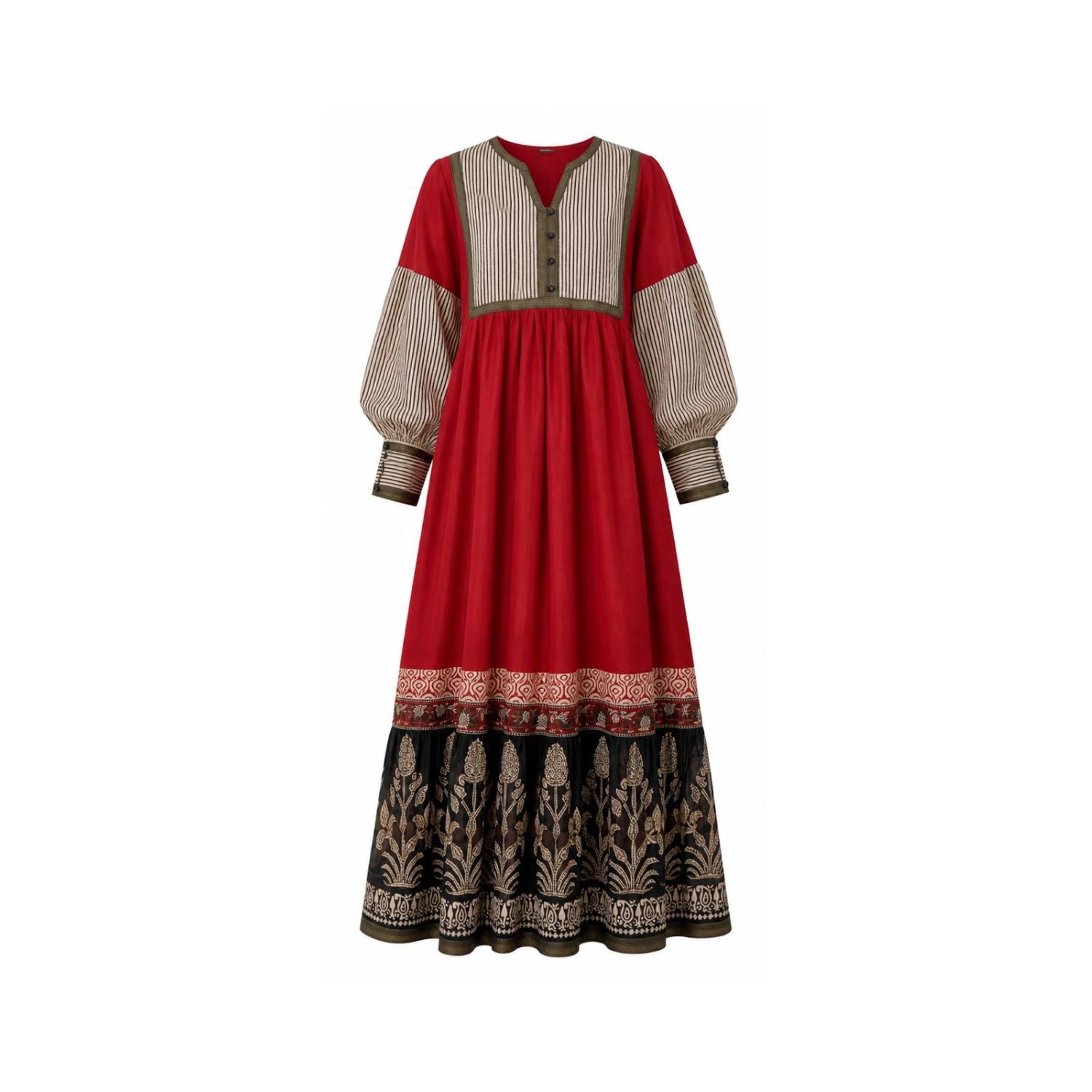 Shop Maya Upcycled Maheshwari Silk Dress | Buy Online | Red, Beige, Black