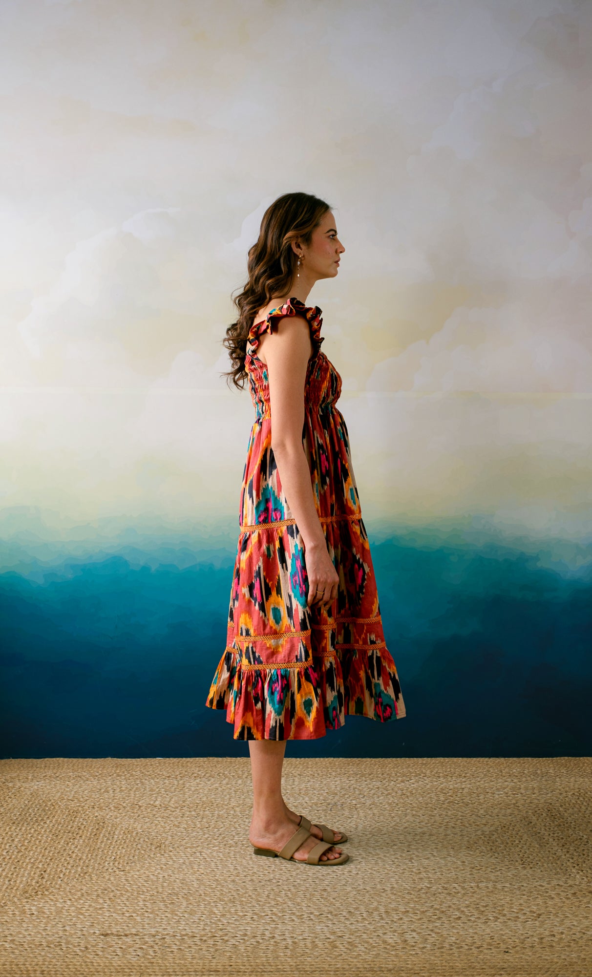 rust orange summer dress Rust Orange Satin Dress - Lace-Up Maxi Dress - Pleated Maxi Dress