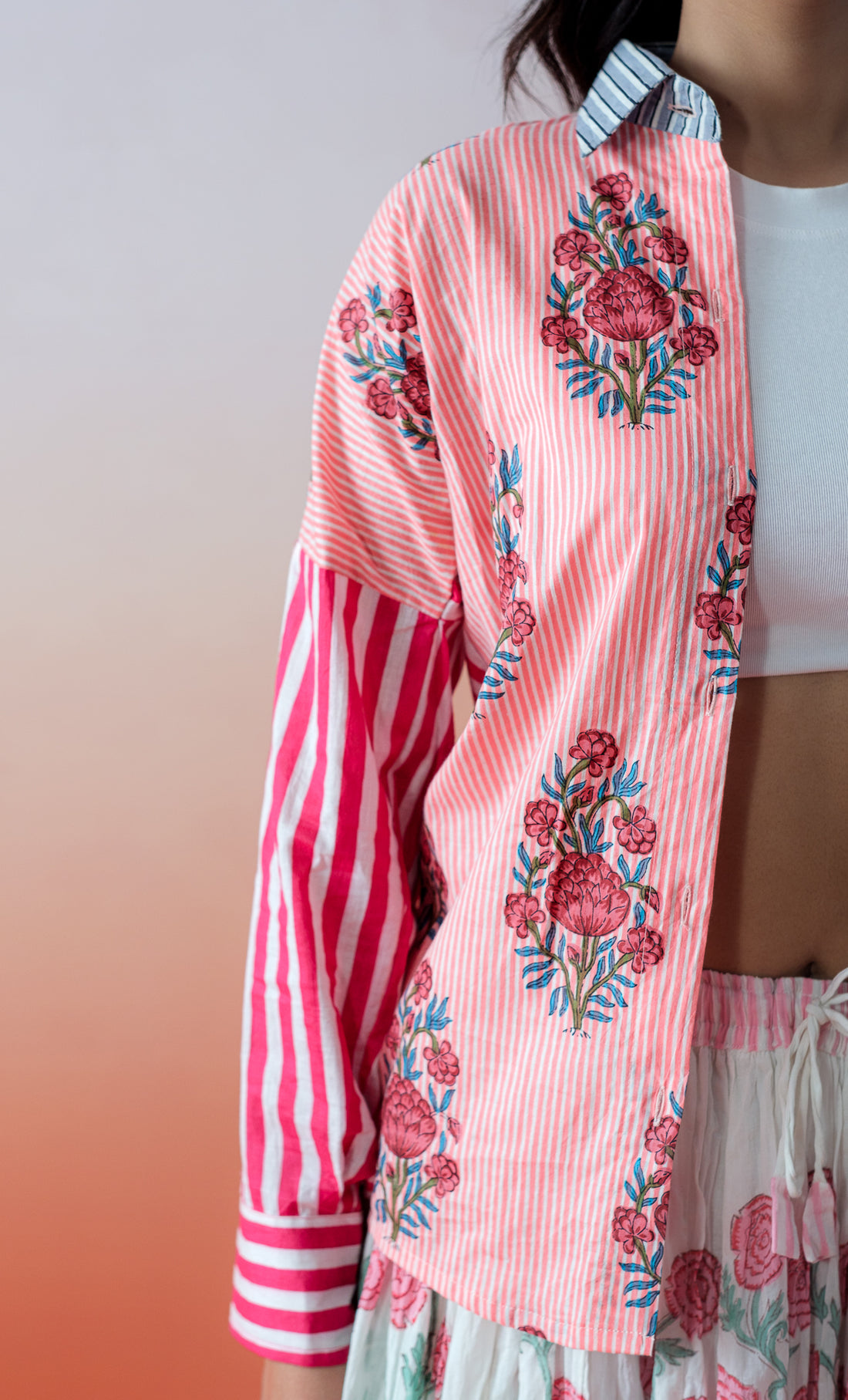 London Style – Hand Block Printed Cotton Collared Shirt -4