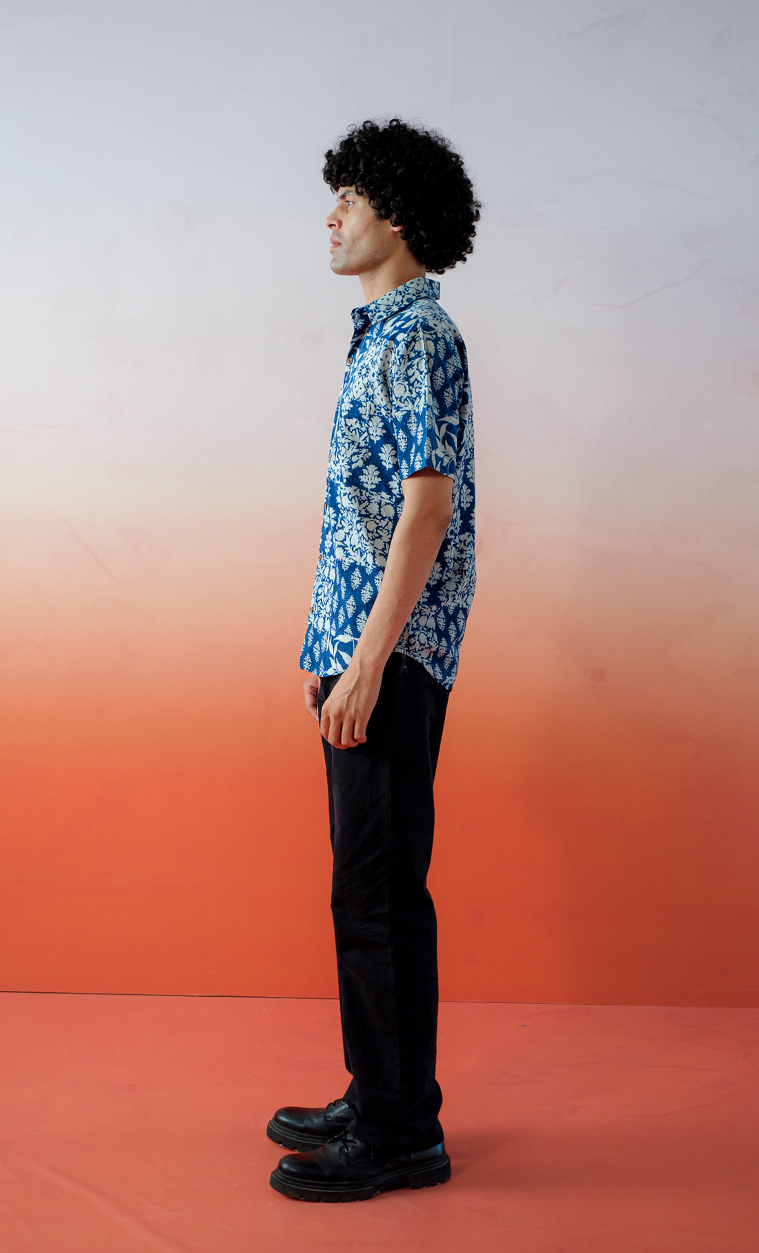 Lisbon Blues – Hand Block Printed Cotton Men’s Shirt