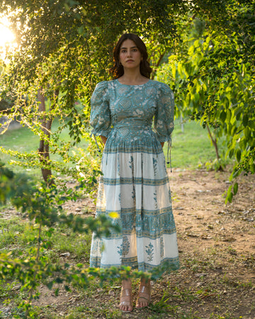 Delia Maxi Dress | Blue & White