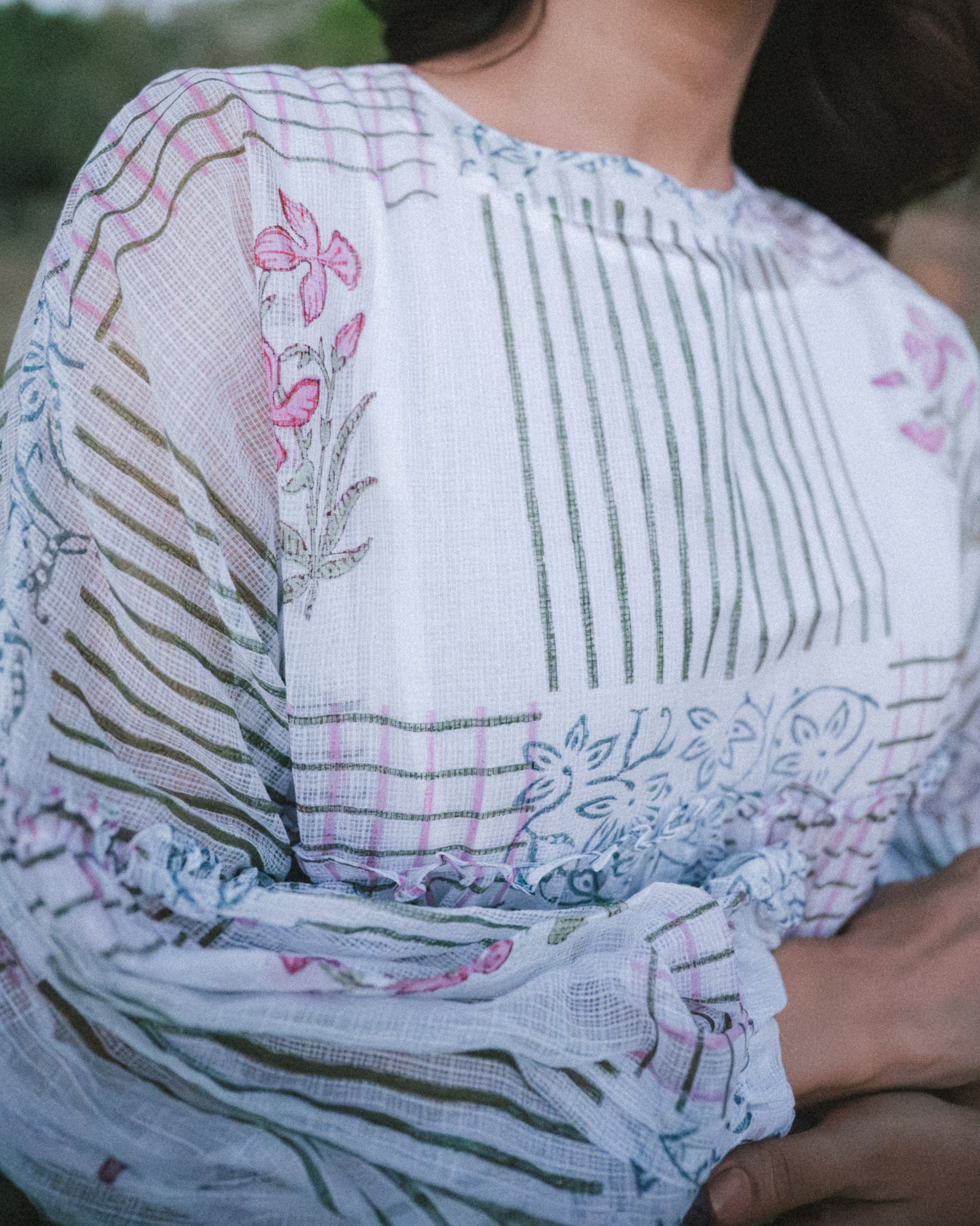 Shop the White Block Print Maxi Dress | Iris Kota Doria Dress