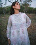 Shop the White Block Print Maxi Dress | Iris Kota Doria Dress