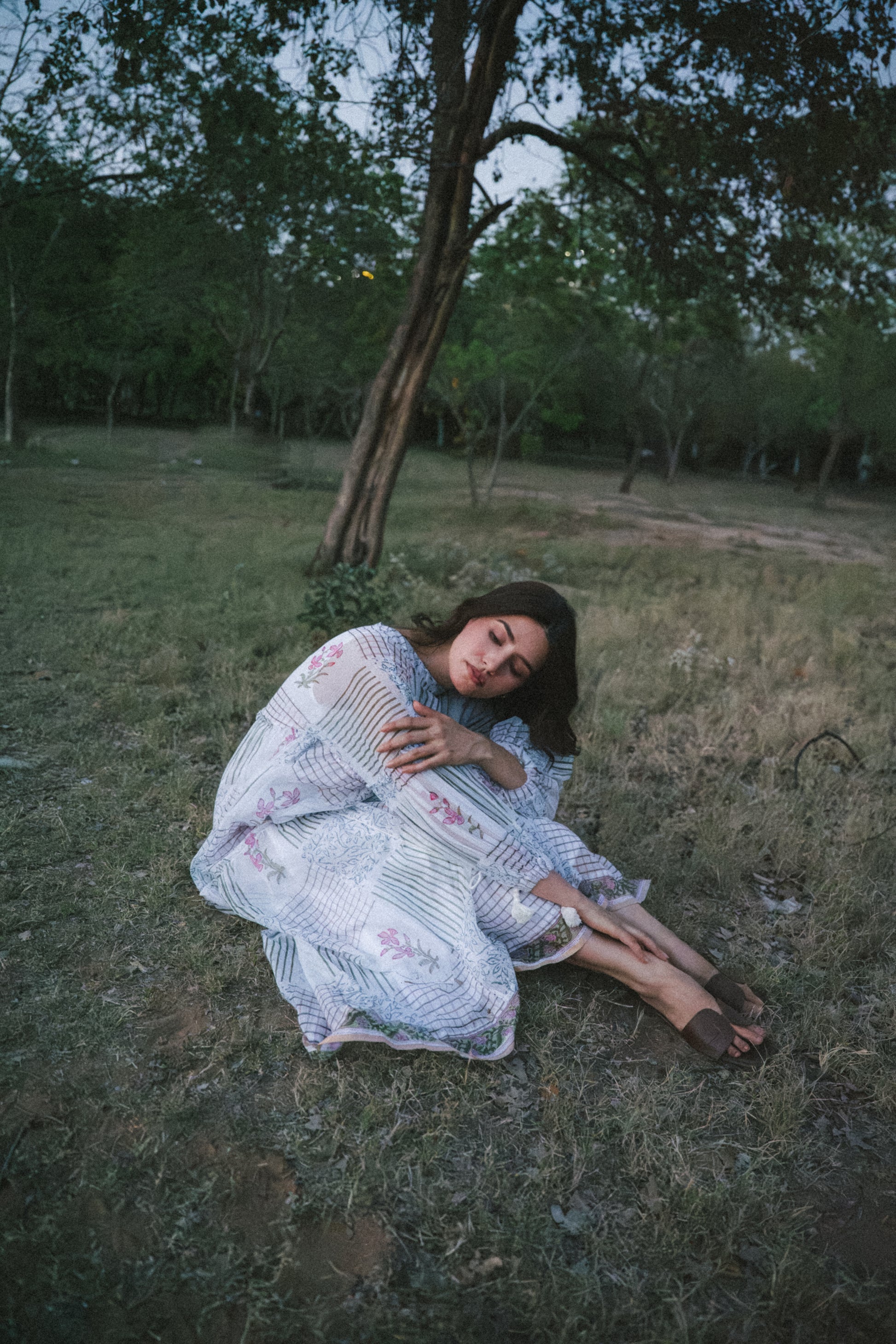 Shop the White Block Print Maxi Dress | Iris Kota Doria Dress