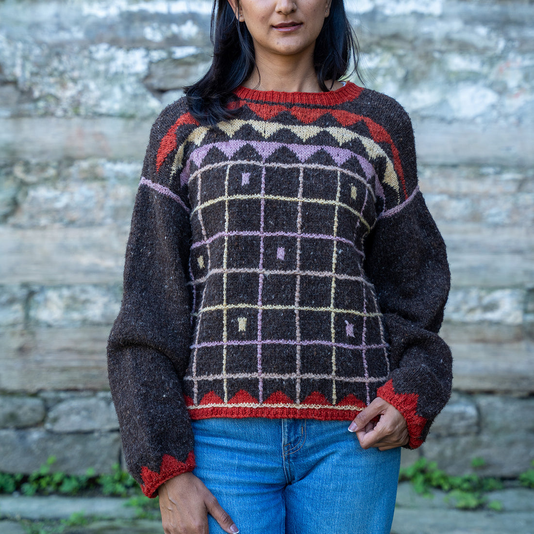 Graticula Pattu Jumper - Brown