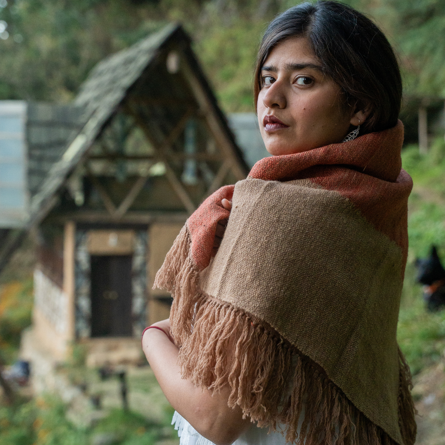 Vega Eri Silk & Wool Scarf - Blue & Orange